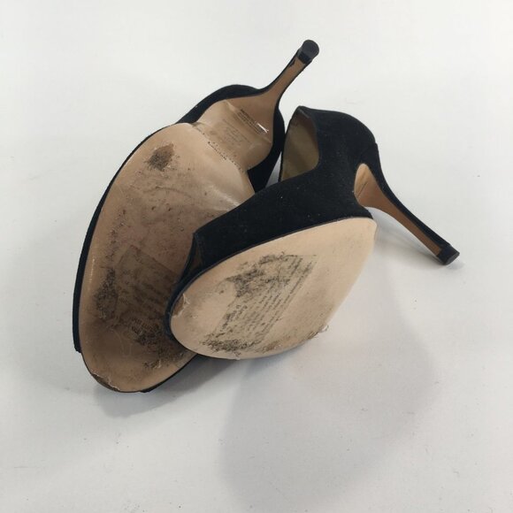 L.K. Bennett Black Suede Peep Toe Heels Size 39.5 - Picture 10 of 10